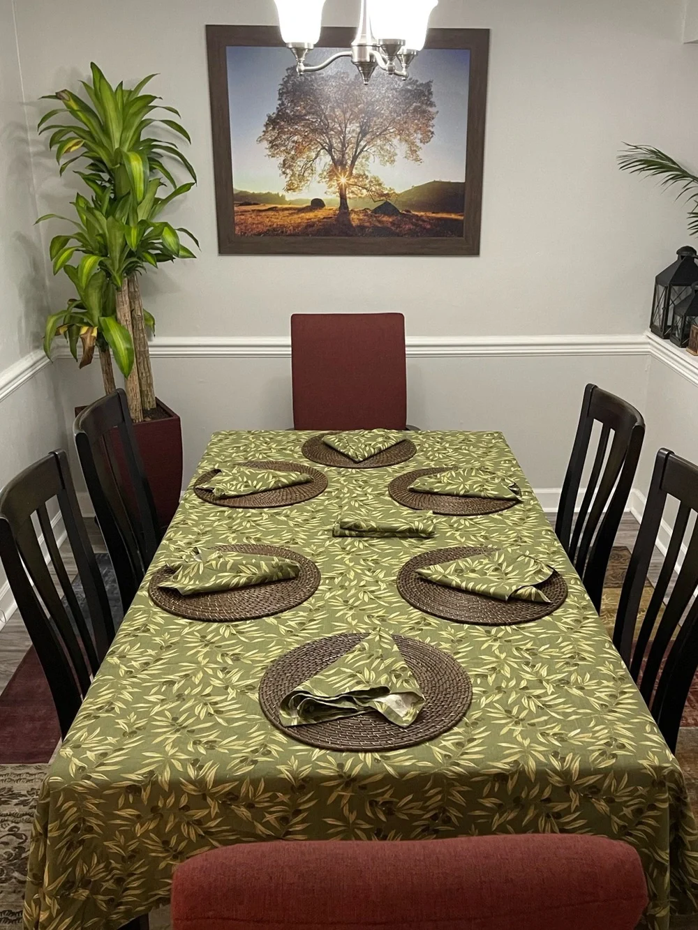 Williams Sonoma 1 Tablecloth 8 Napkins Made In Italy Green With Black Olives